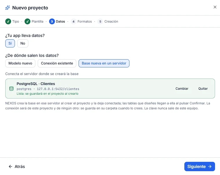 Carte verte PostgreSQL · Clientes à l'étape Datos